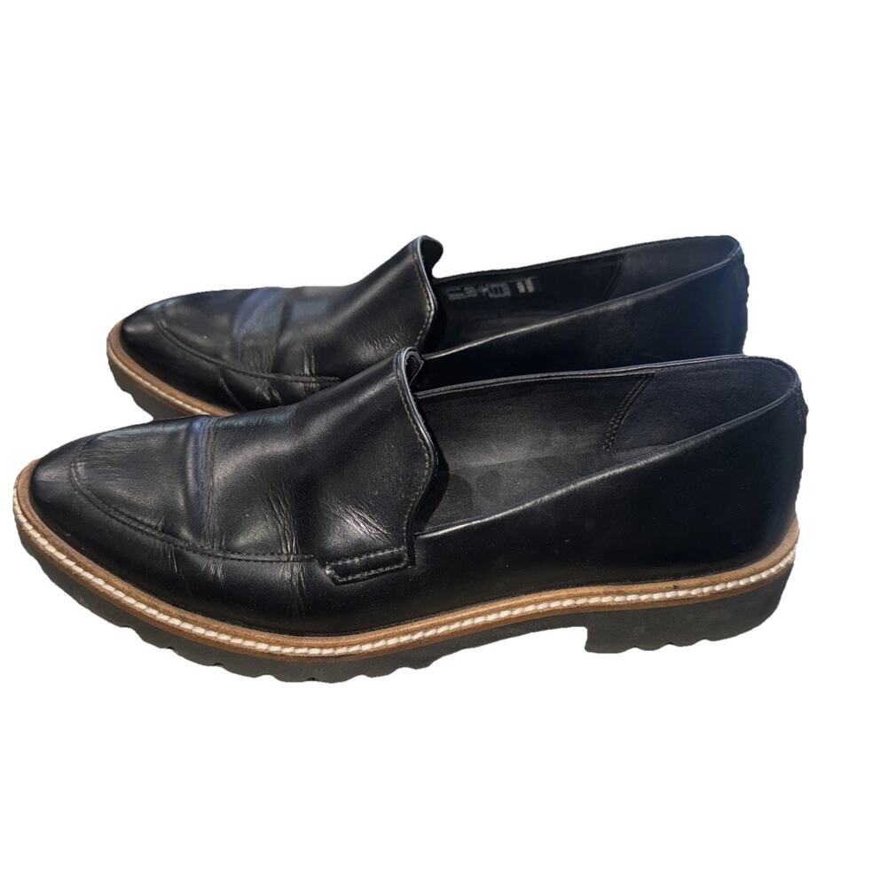 ECCO Incise Tailored Black Leather Loafers Lug Sole Women's Sz 36 EU Comfortable